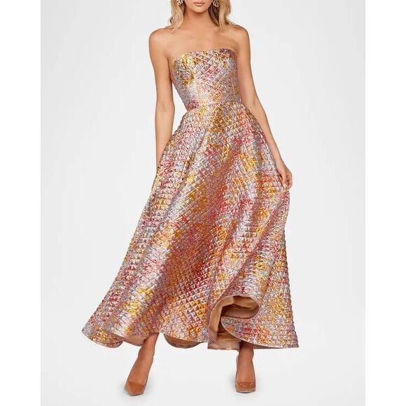 HELSI Celine Strapless Metallic Shimmer Applique Gown Wedding Size XS Preloved - Picture 2 of 8